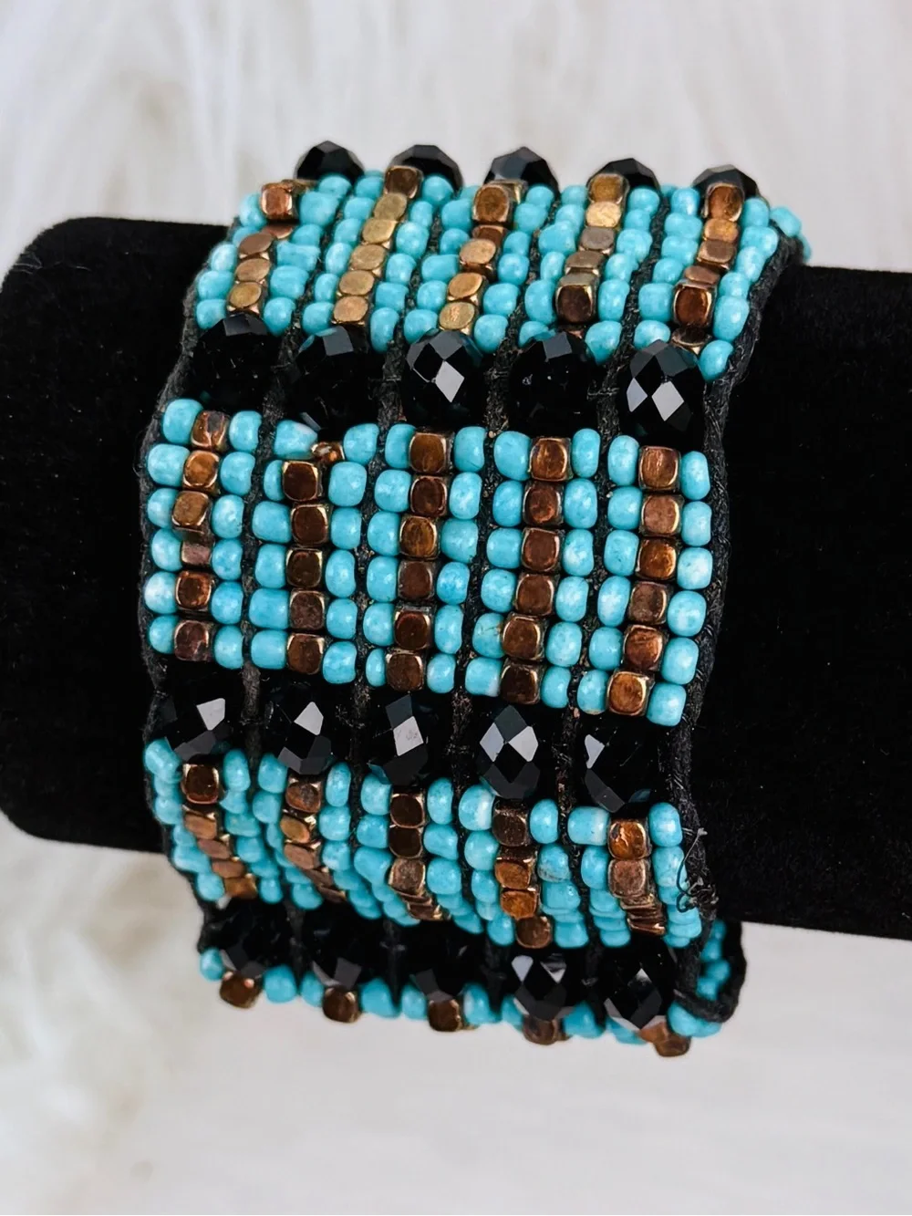 Beautiful, bohemian chic, wideband, adjustable costume bracelet